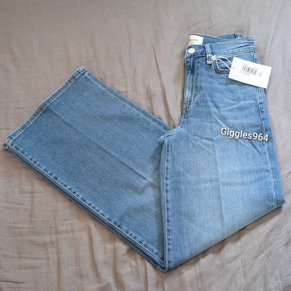 Frame Le Slim Palazzo Jeans Pants Wide Leg ODE Medium Blue